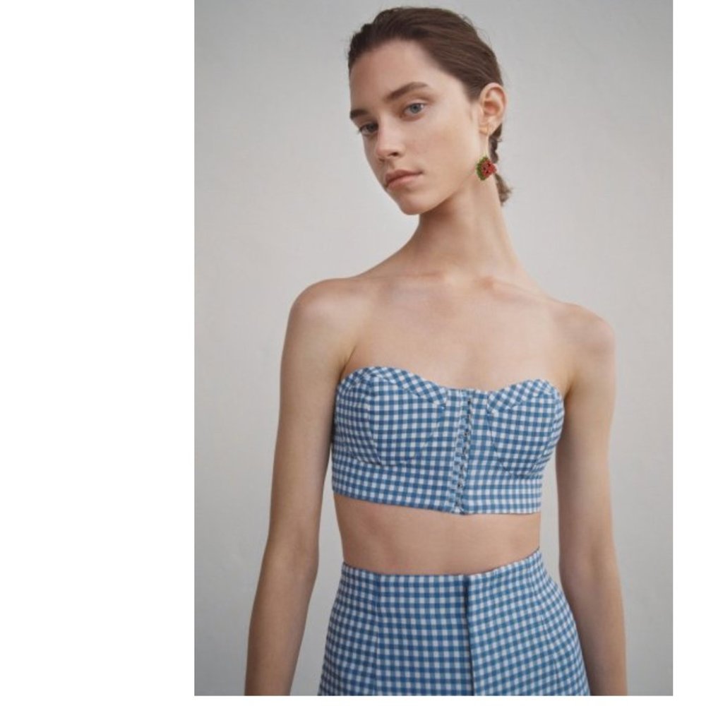 Zara Blue Gingham Crop Top